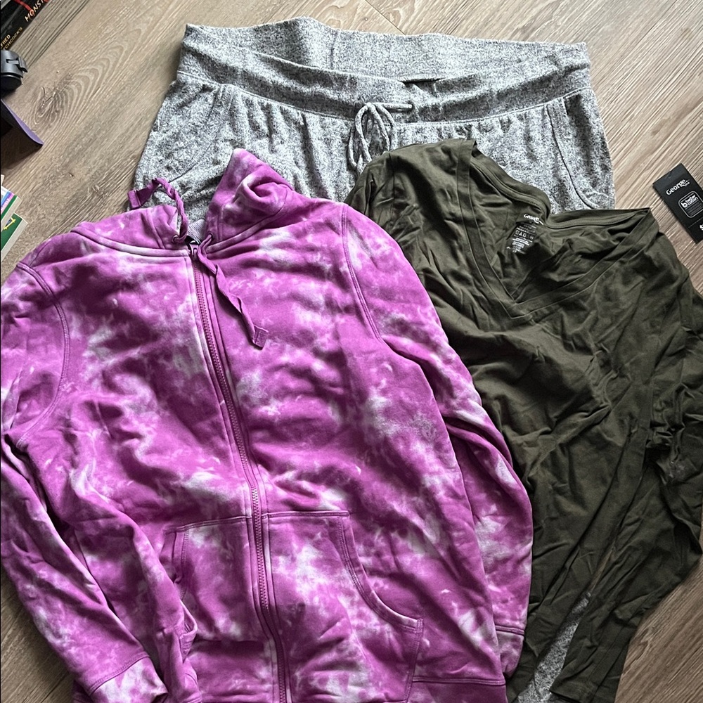 XL 1X Bundle Zipper Hoodie Sweatpants Tee